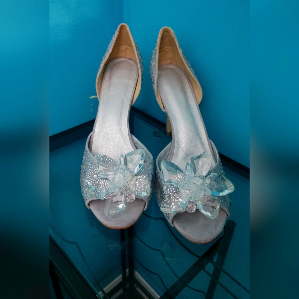 Crystal flower heels